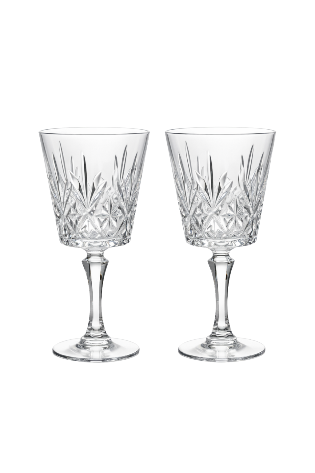 Cut Crystal-Style Stemware Goblets | Elegant Vintage Water/Wine Glasses (Set Available)