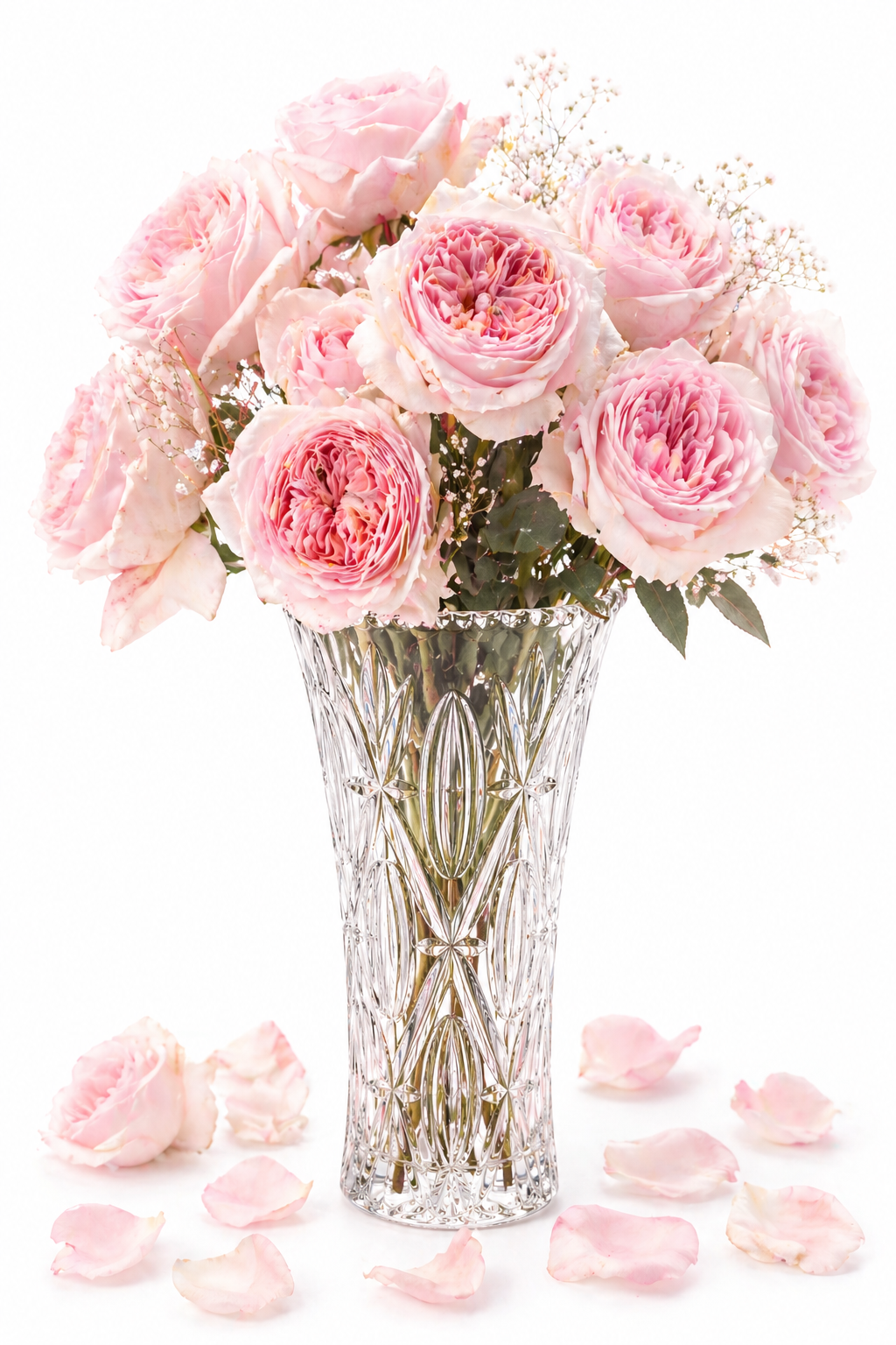 Vintage 1960s Anchor Hocking Cross & Olive Glass Vase | Made in USA | Clear Crystal Floral Vase