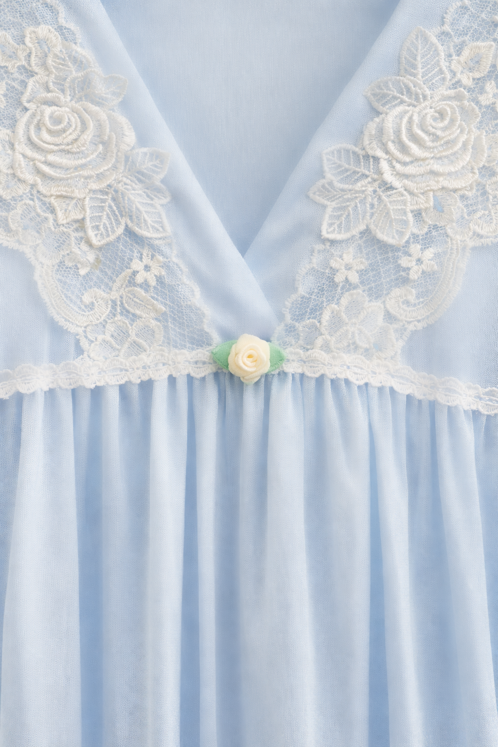 Vintage “Cinderella Blue” Shimmer Nightgown | Soft Sparkle Lace Detail (Size L)