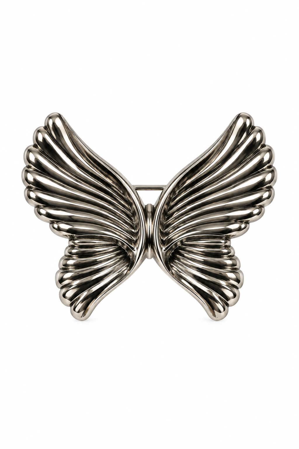 Vintage Silver-Tone Sculptural Butterfly Wing Brooch – Dimensional Statement Pin