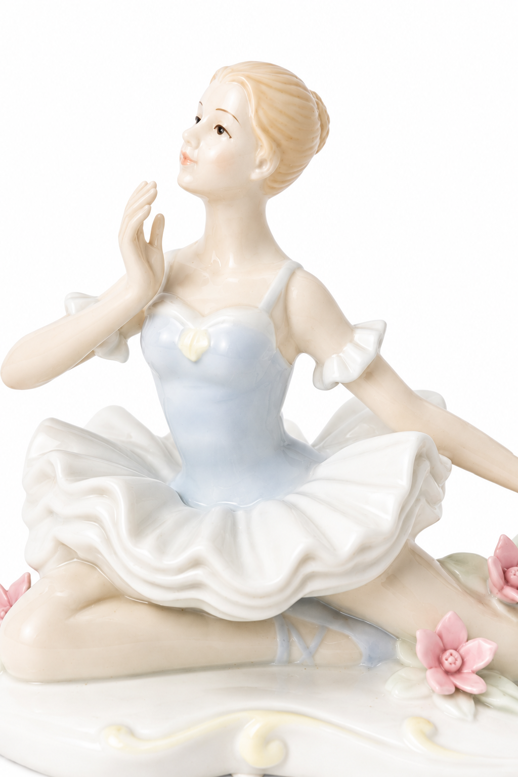 Vintage Valentino Porcelain Ballerina Figurine | Handcrafted Taiwan Ballet Dancer with Pink Flowers