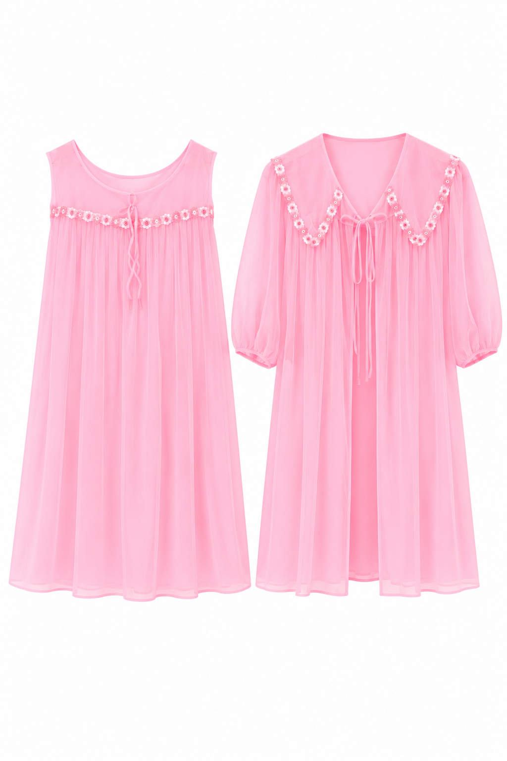 Vintage 1960s–1970s Pink Nylon Nightgown & Bed Jacket Set – Union Made USA | Size Medium