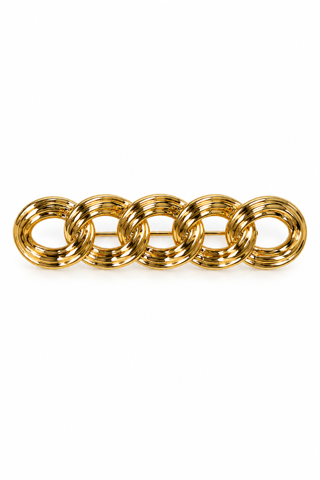 Vintage 1980s Monet Gold-Plated Ribbed Link Chain Bar Brooch
