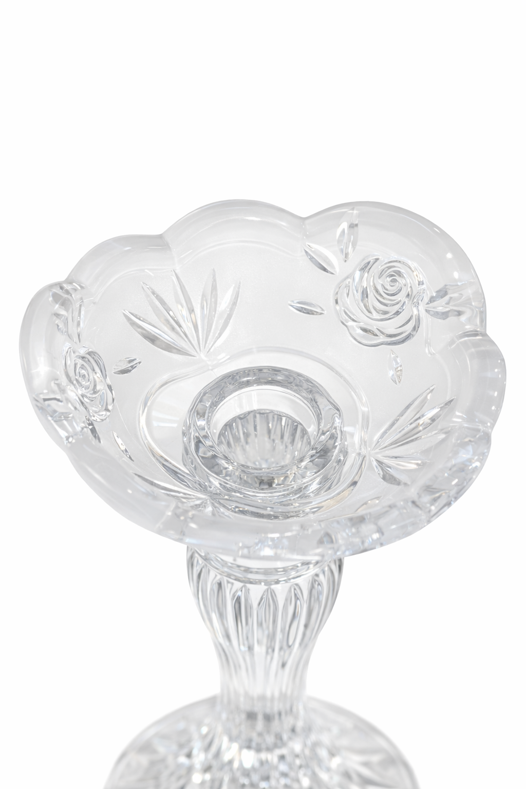 Southern Garden 1990s Lead Crystal Rose Candle Holders | Set of 2