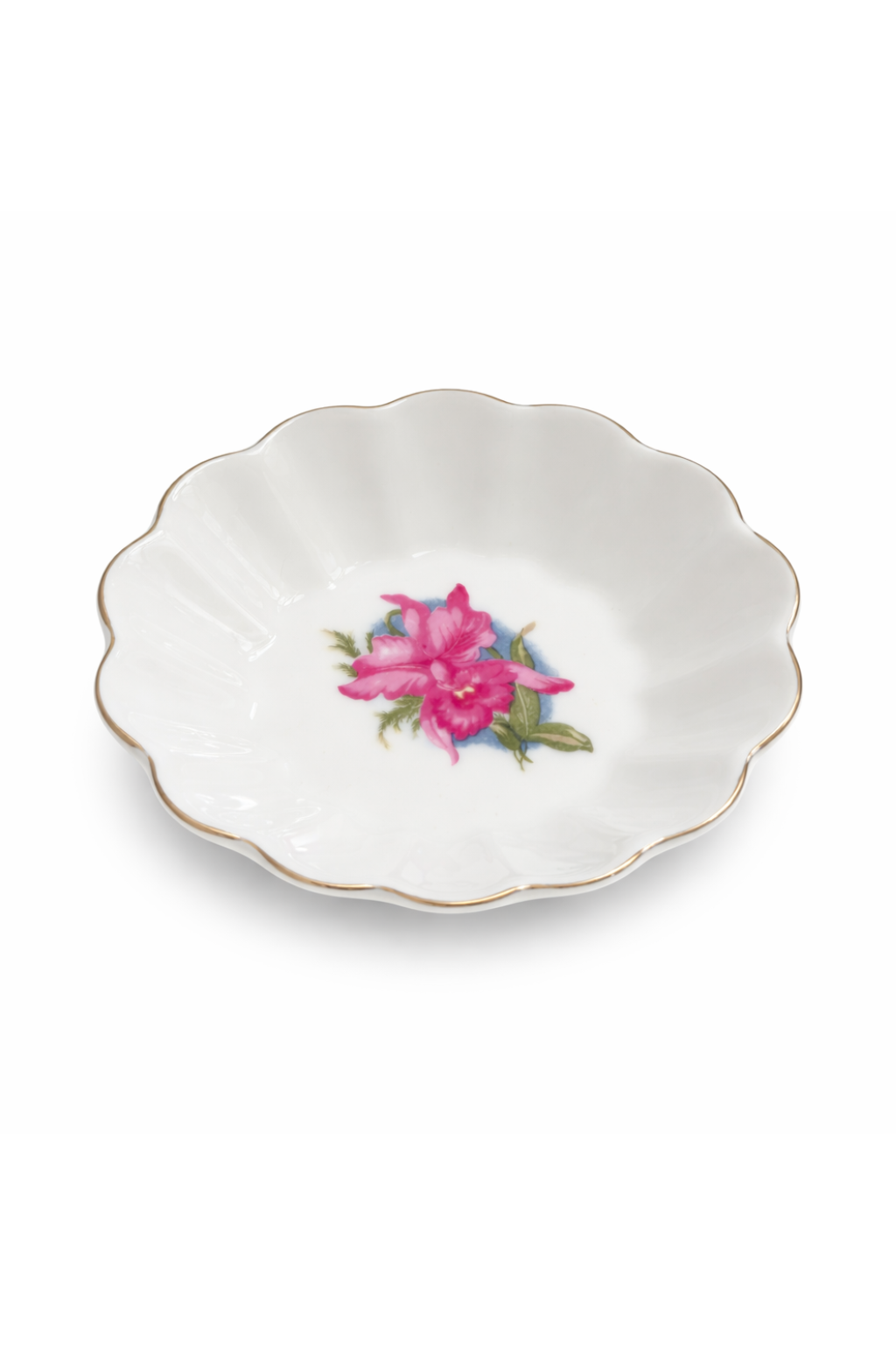 Petite Pink Floral Jewelry Dish / Vintage Style Ring Plate | 4.5” Trinket Holder