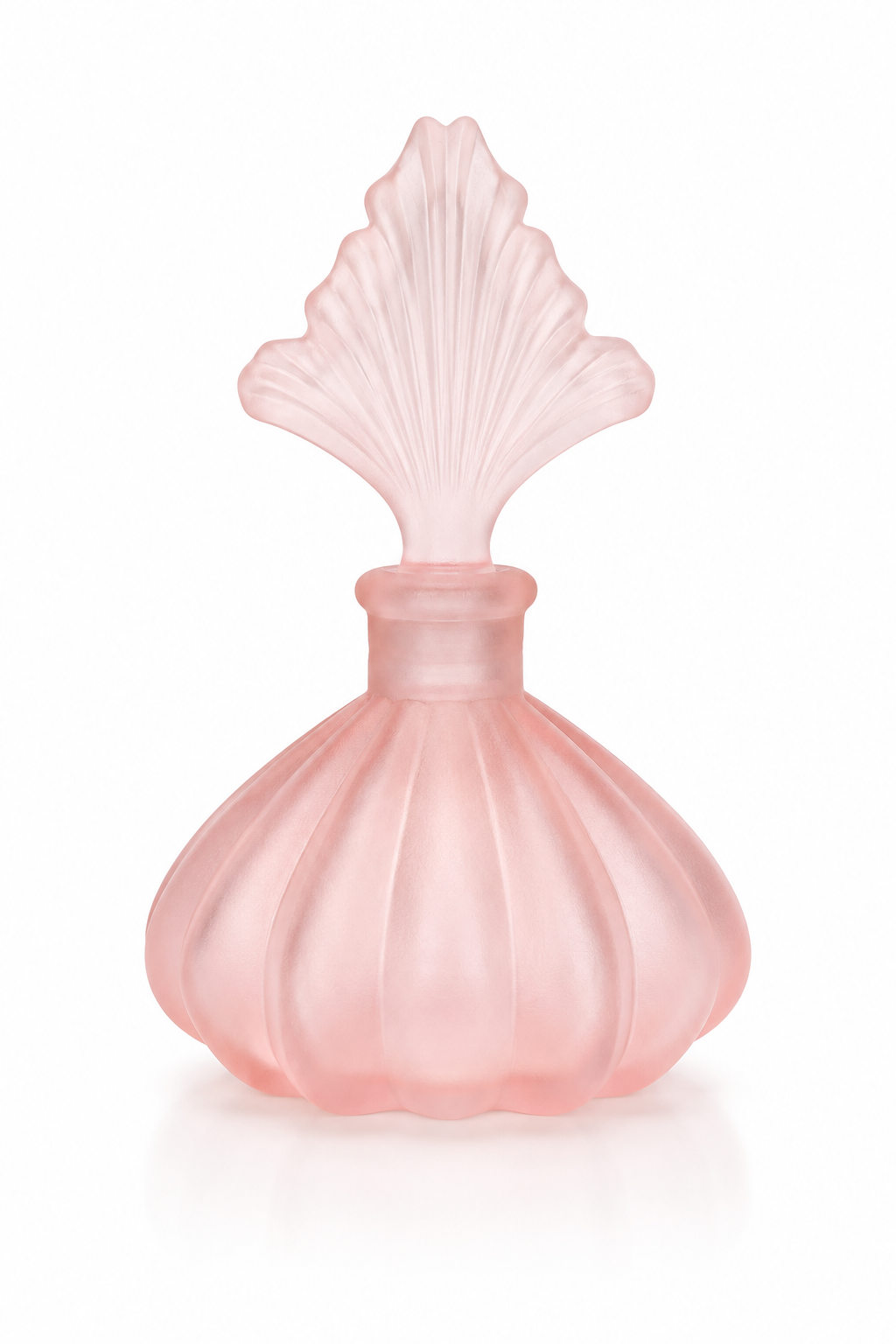 1970s–1980s Pink Satin Frosted Glass Perfume Bottle | Vintage Vanity Décor