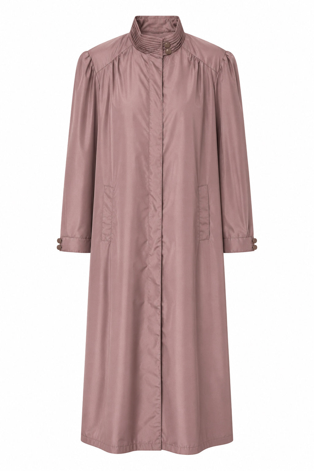 Vintage Objective Belted Maxi Trench Coat with Waist Tie | Long Mauve Rain Coat | Size 14 (Large)