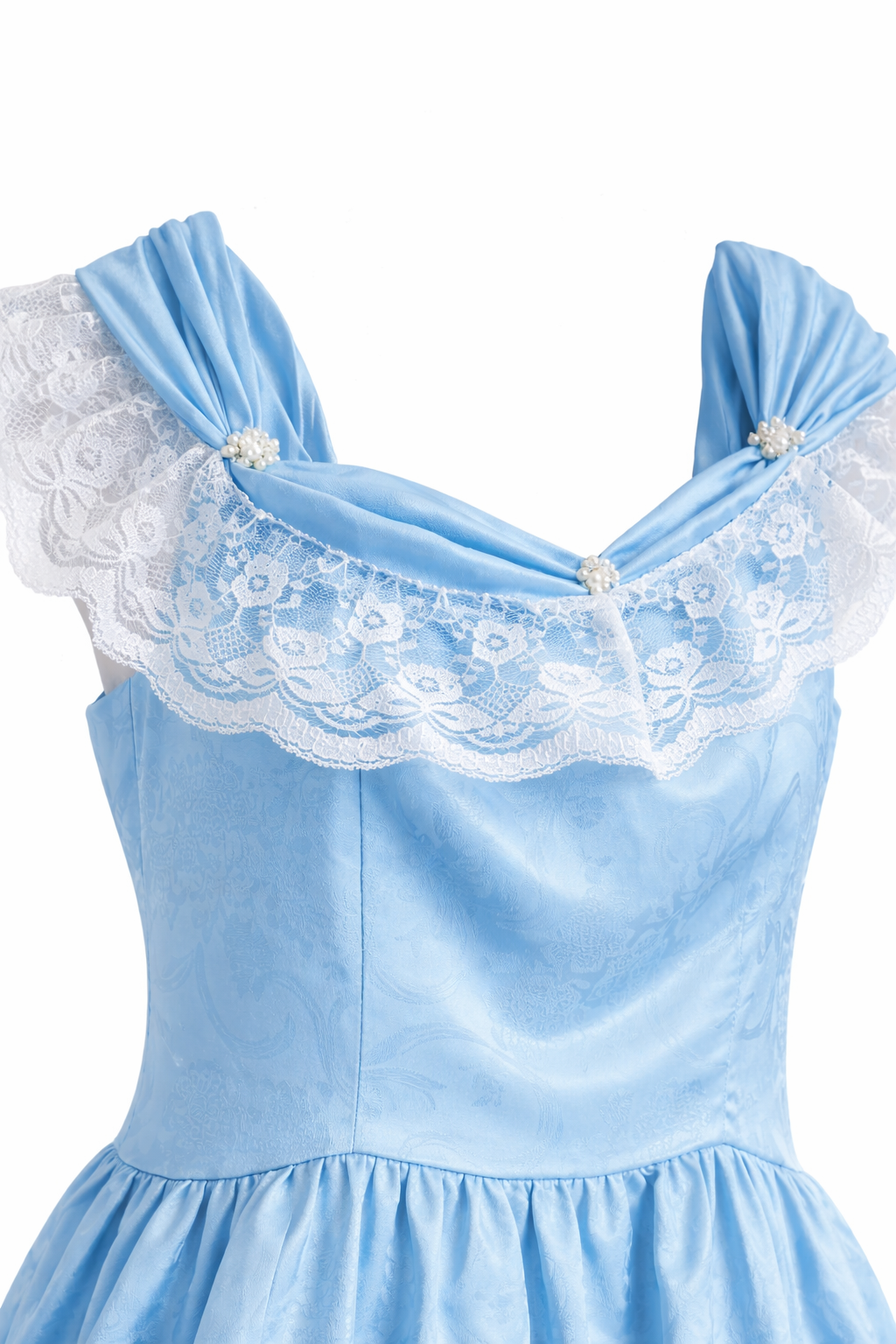 Powder Blue Rococo Bustle Gown | Vintage Lace & Satin Dream XS/S