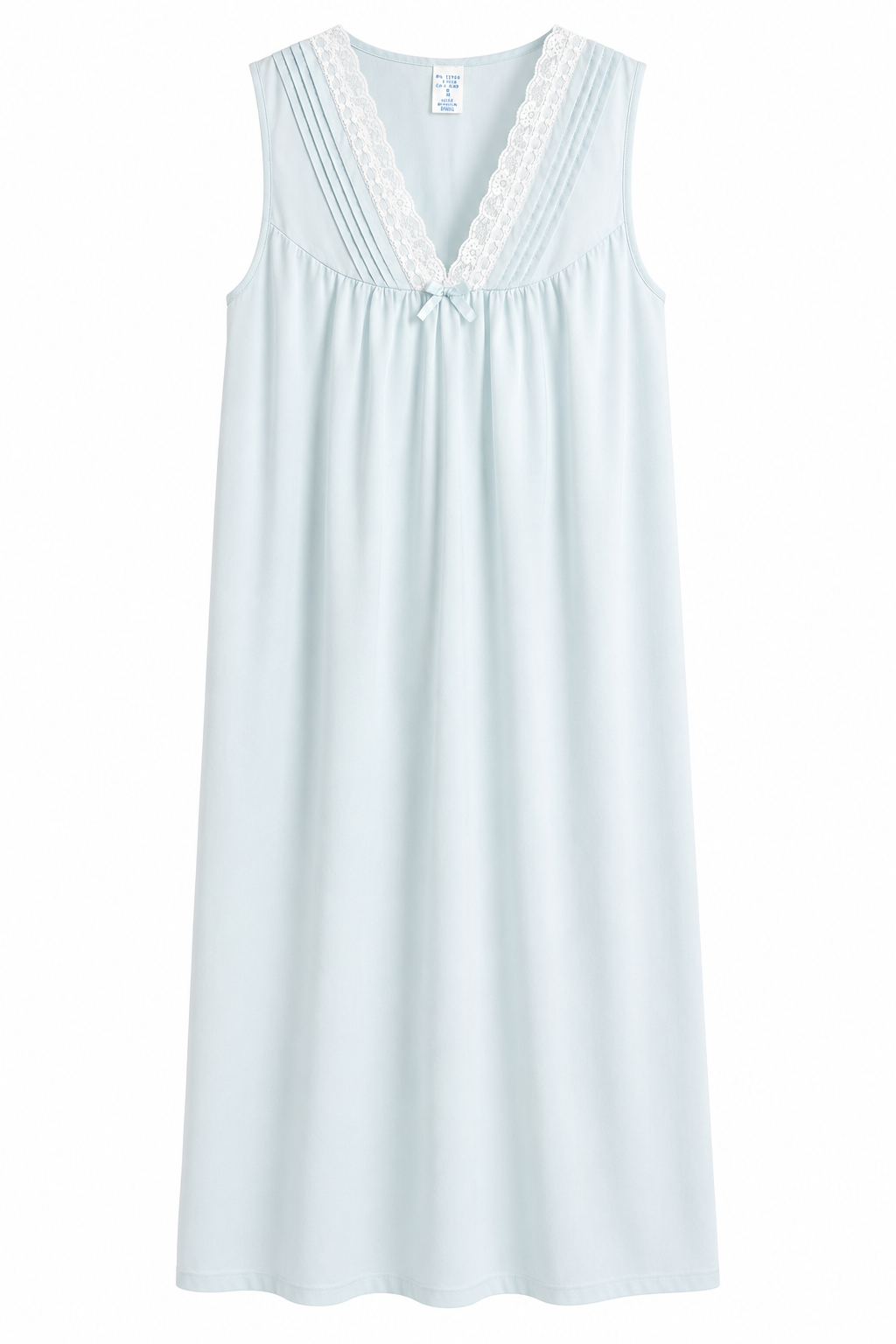 Vintage Cat Nap Blue Nightgown | Made in USA | Soft Cottagecore Sleepwear | Lace Trim Sleeveless Gown | Size Medium