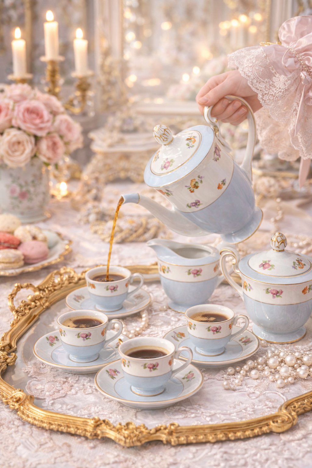 Rare 1920s–1930s Noritake Coffee Set | Hand-Painted Porcelain Tea Set, Japan