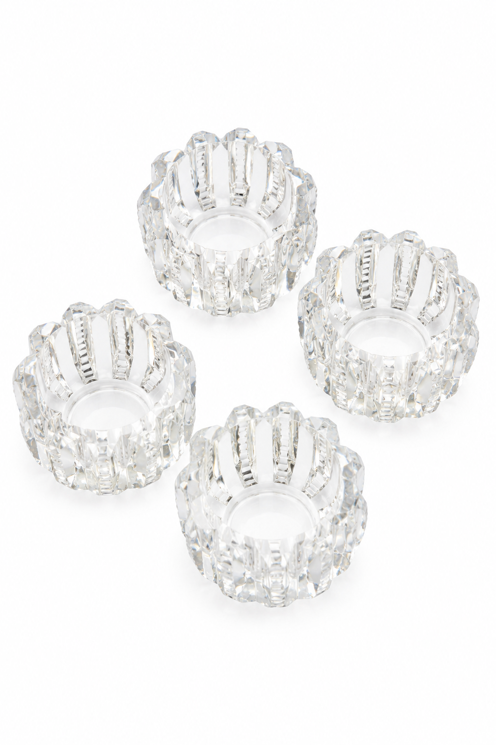 Vintage Cut Glass Open Salt Cellars | Set of 4 Crystal Salt Dips | Elegant Table Setting | Cottage & Victorian Décor