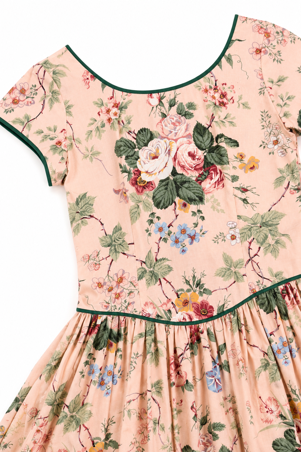 Vintage Handmade Floral Midi Dress | Romantic 1980s Dress | 1950s Inspired (Best Fits S–M)