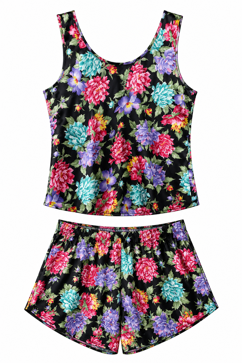 Shannon Marie Vintage Floral Pajama Set | 1980s–1990s Two-Piece Sleepwear | Medium