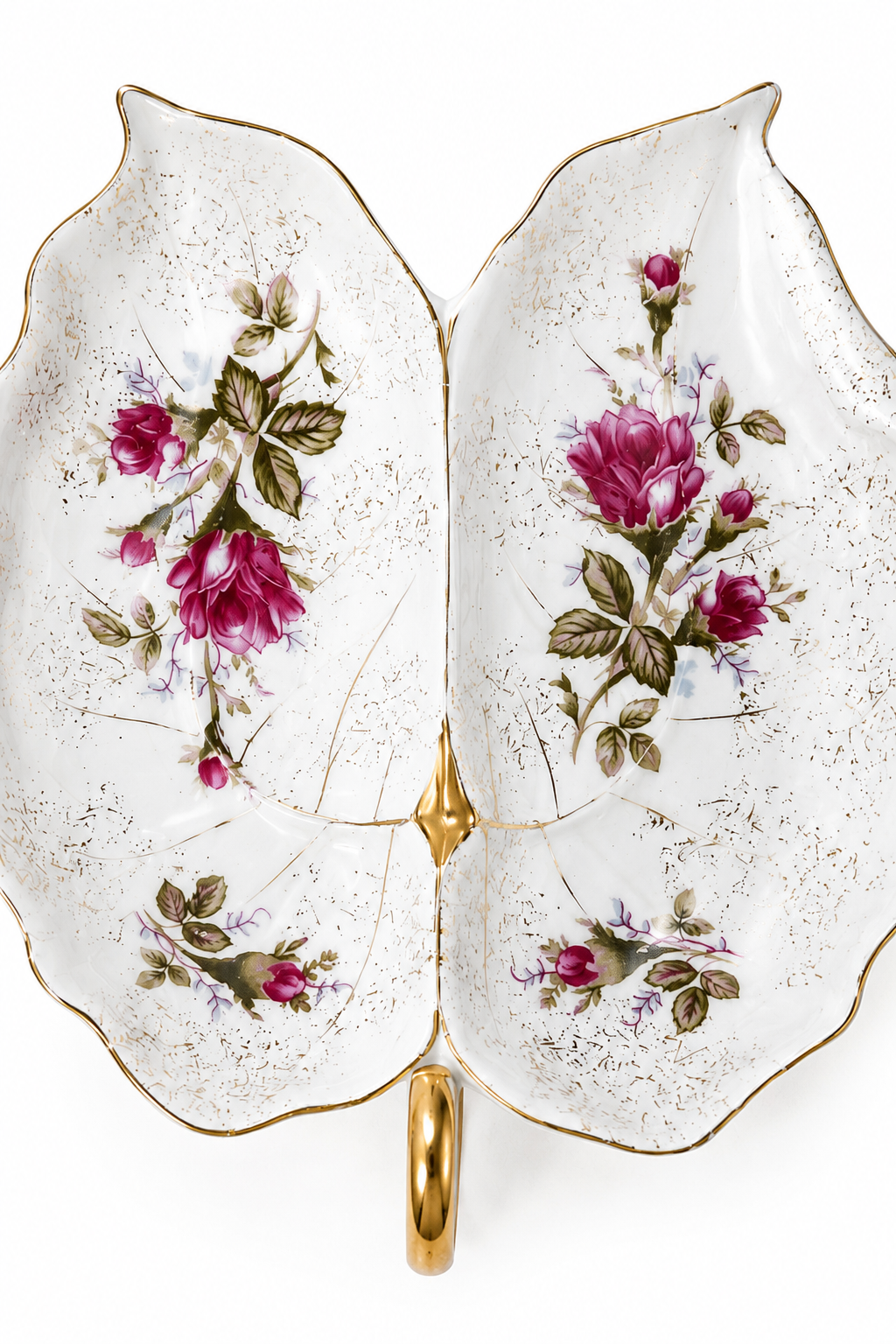 Vintage 1950s Marco Pink Rose Divided Leaf Trinket Dish | Sold Individually