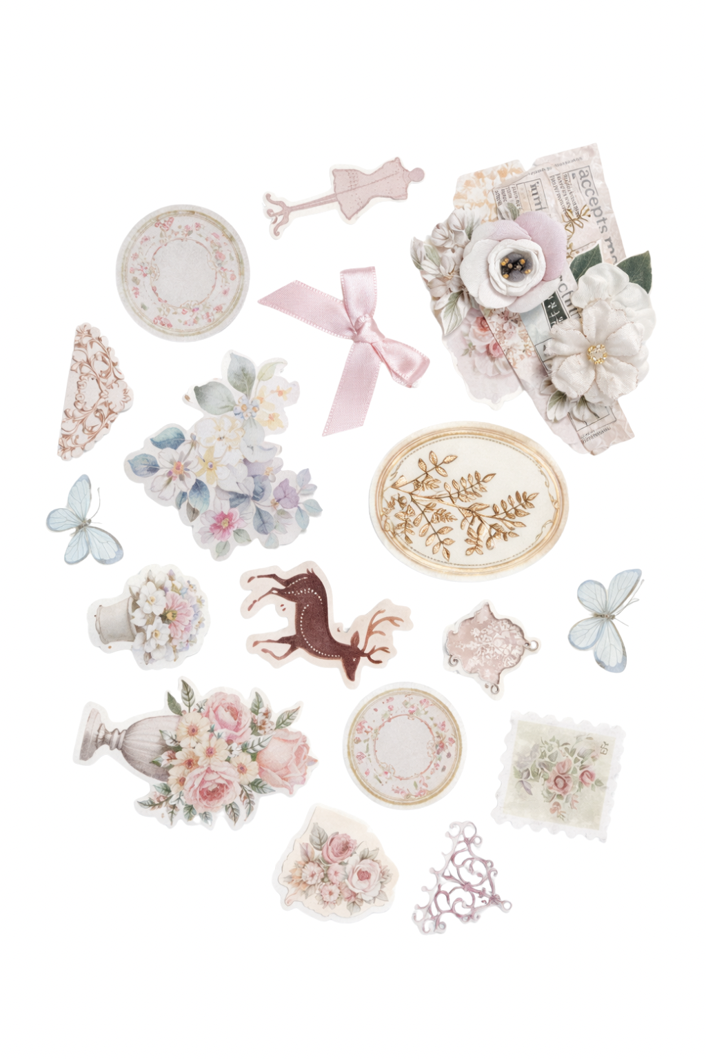 Shabby Chic Junk Journal Bundle – 30 Piece Ephemera & Sticker Pack