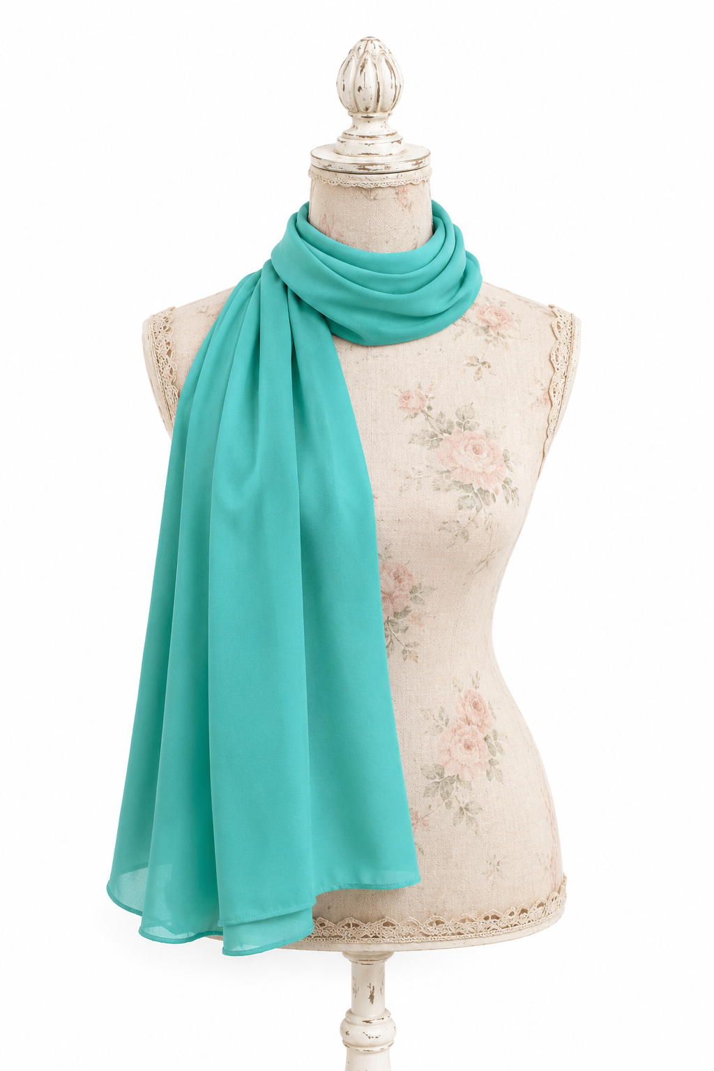 Vintage Aqua Chiffon Scarf | Sheer Wrap Scarf, Neck Scarf & Elegant Accessory