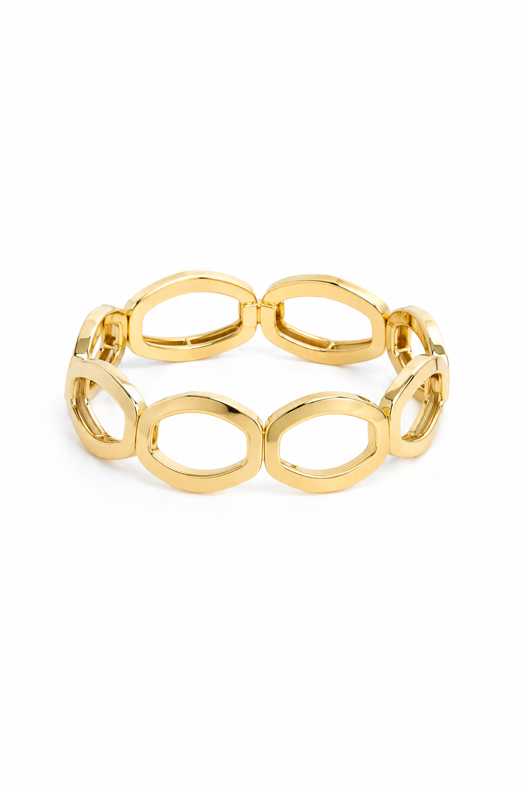 Vintage Gold-Tone Link Stretch Bracelet | Bold Statement Chain Bracelet