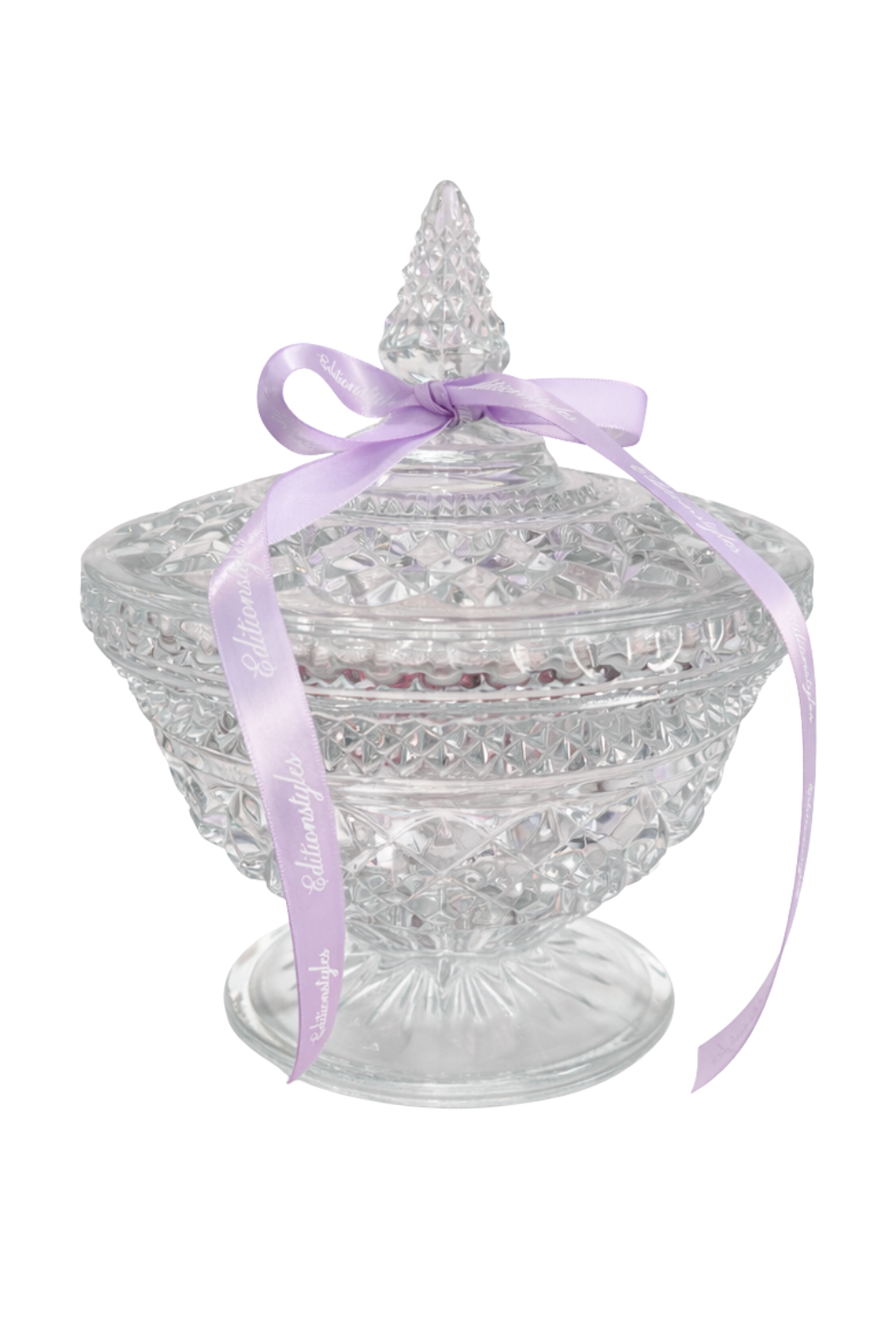 “Sugar Plum Parlor” Vintage Cut Glass Candy Dish | Pedestal Candy Jar with Lid