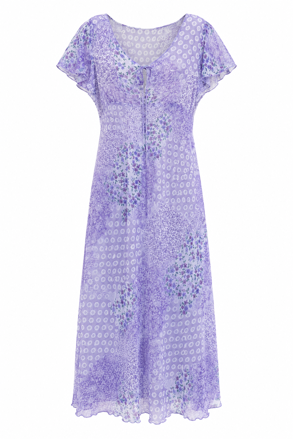 Vintage Sheer Purple Floral Cover-Up Dress | Dreamy Beach Cover-Up | Cottagecore Boho Dress - Size M/L