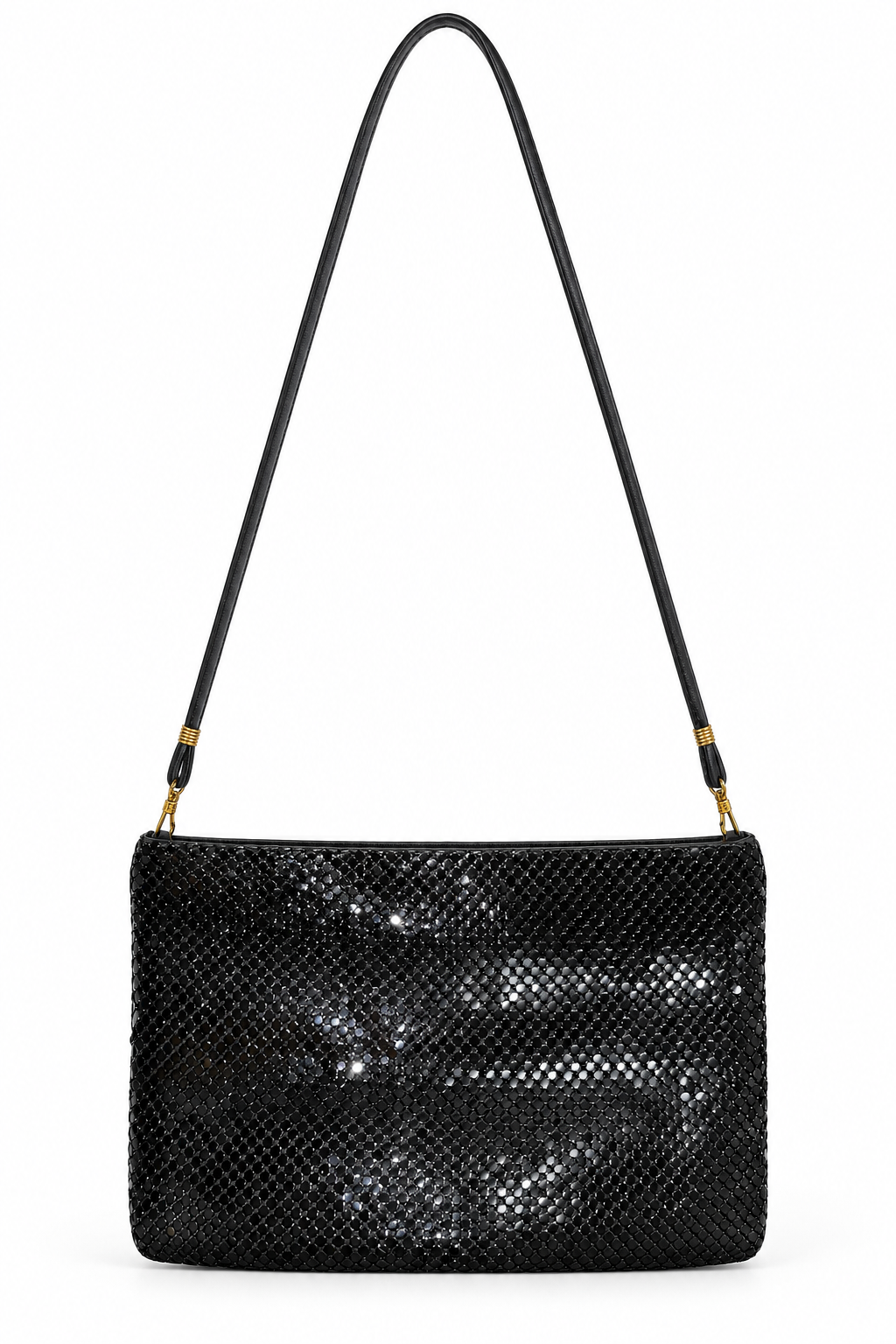 Sparkly Black Mesh Crossbody Purse – Black Evening Shoulder Bag