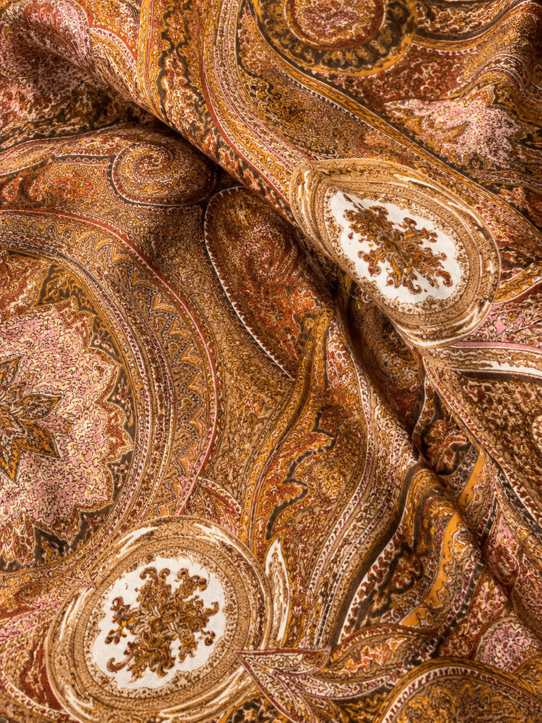 Vintage Brown Paisley Neck Scarf | Elegant Fall Accessory