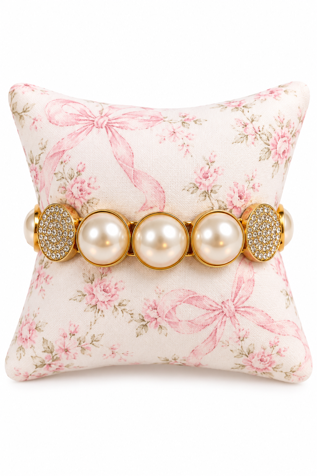 Elegant Ivory Faux Pearl & Gold-Tone Rhinestone Stretch Bracelet | Classic Statement Jewelry