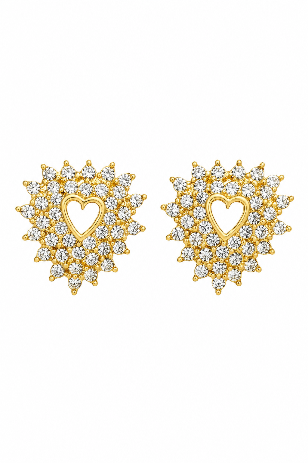 Vintage 1980s Roman Rhinestone Heart Stud Earrings