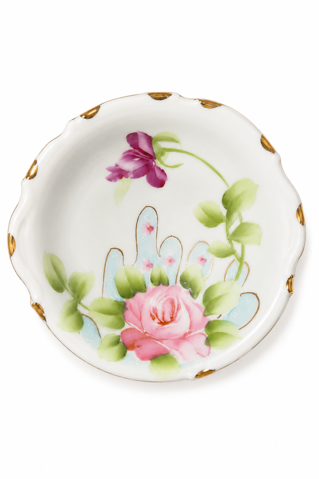 Antique Hand-Painted Japanese Porcelain Mini Rose Bowl | Late 19th–Early 20th Century