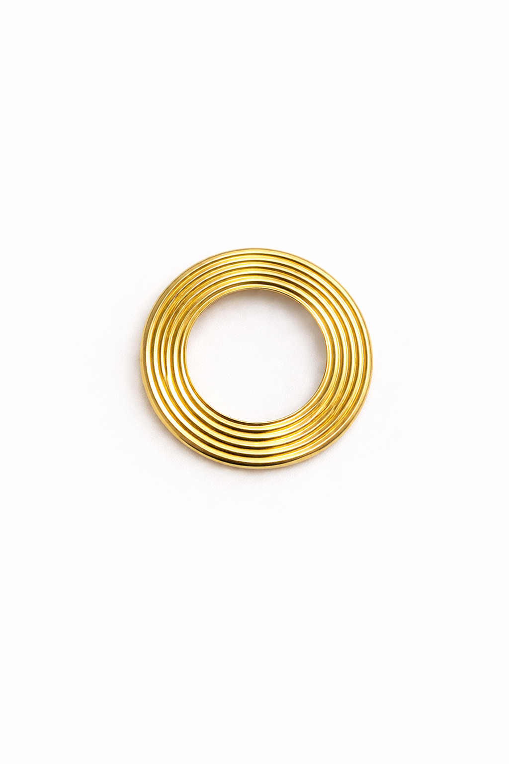 1970s Vintage Gold-Tone Scarf Ring/Clip | Minimalist Ribbed Circle Design