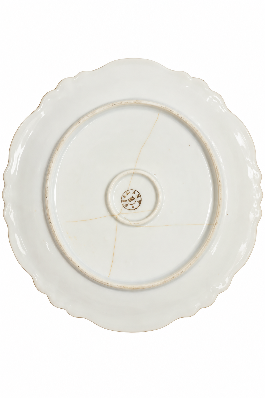 Antique c. 1890s–1920s German Porcelain Rose Floral Serving Plate – Double Handle Gold Trim