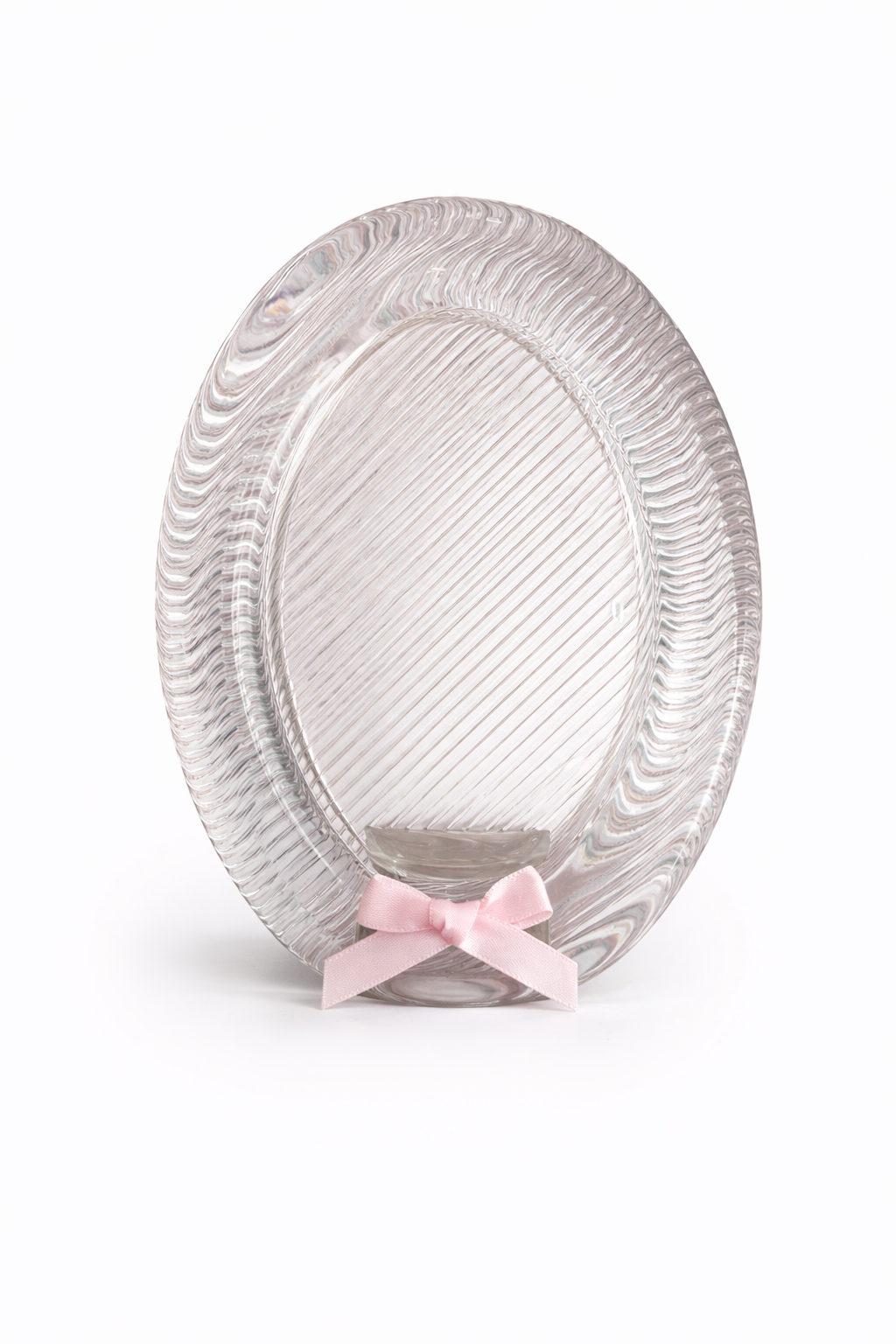 Vintage Mikasa Oval Glass Picture Frame (1980s) | Ribbed Clear Glass