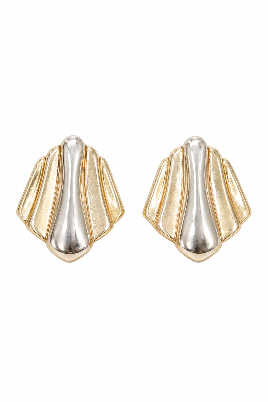 Vintage Two-Tone Gold & Silver Sculptural Stud Earrings