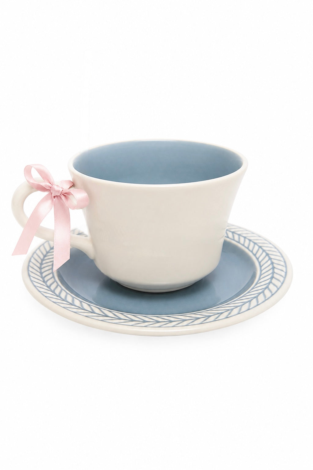 Vintage 1960s Harker China Laurelton French Blue & White Teacup and Saucer Set