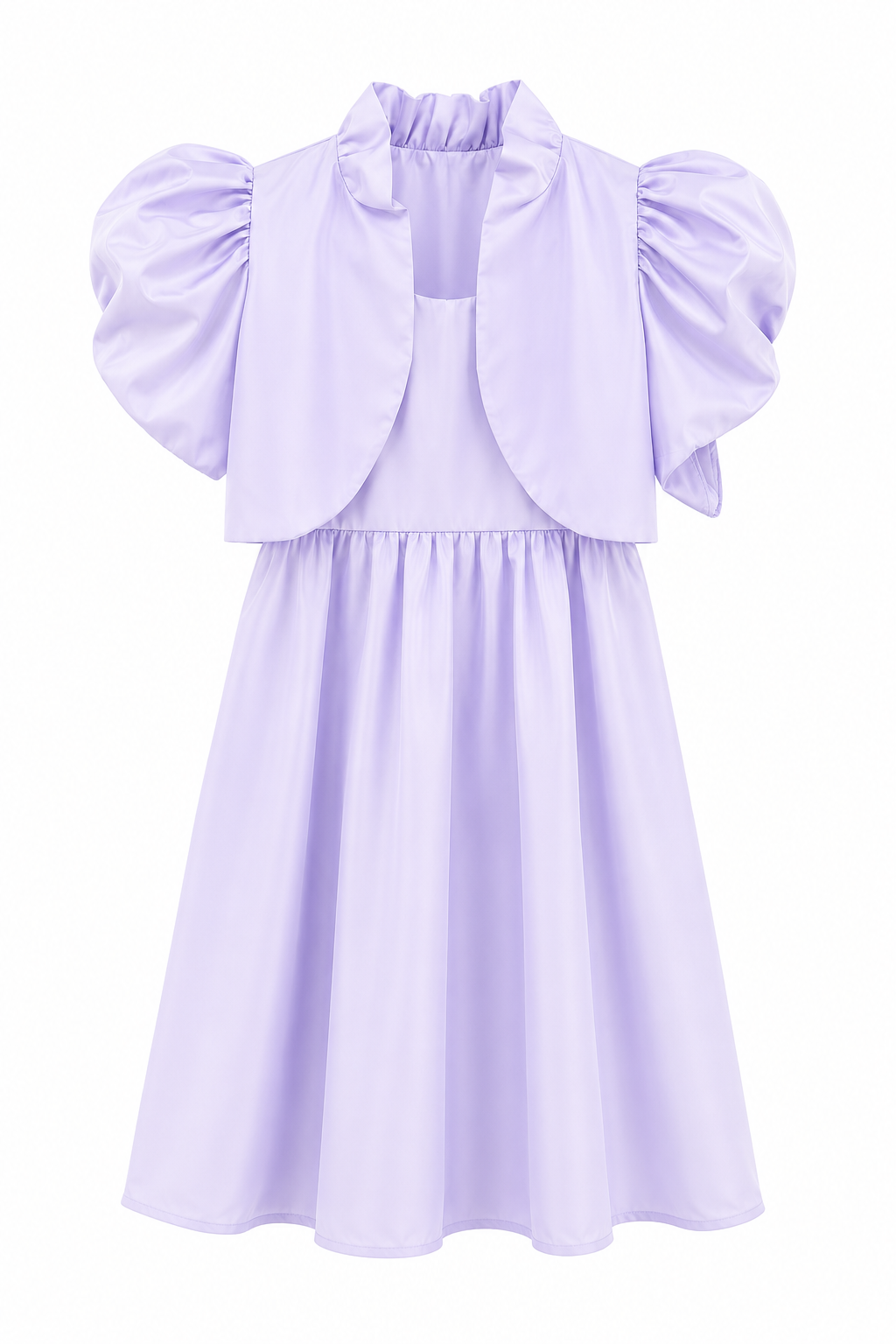 Vintage 1980s Lavender Girls Puff Sleeve Dress & Bolero Jacket Set