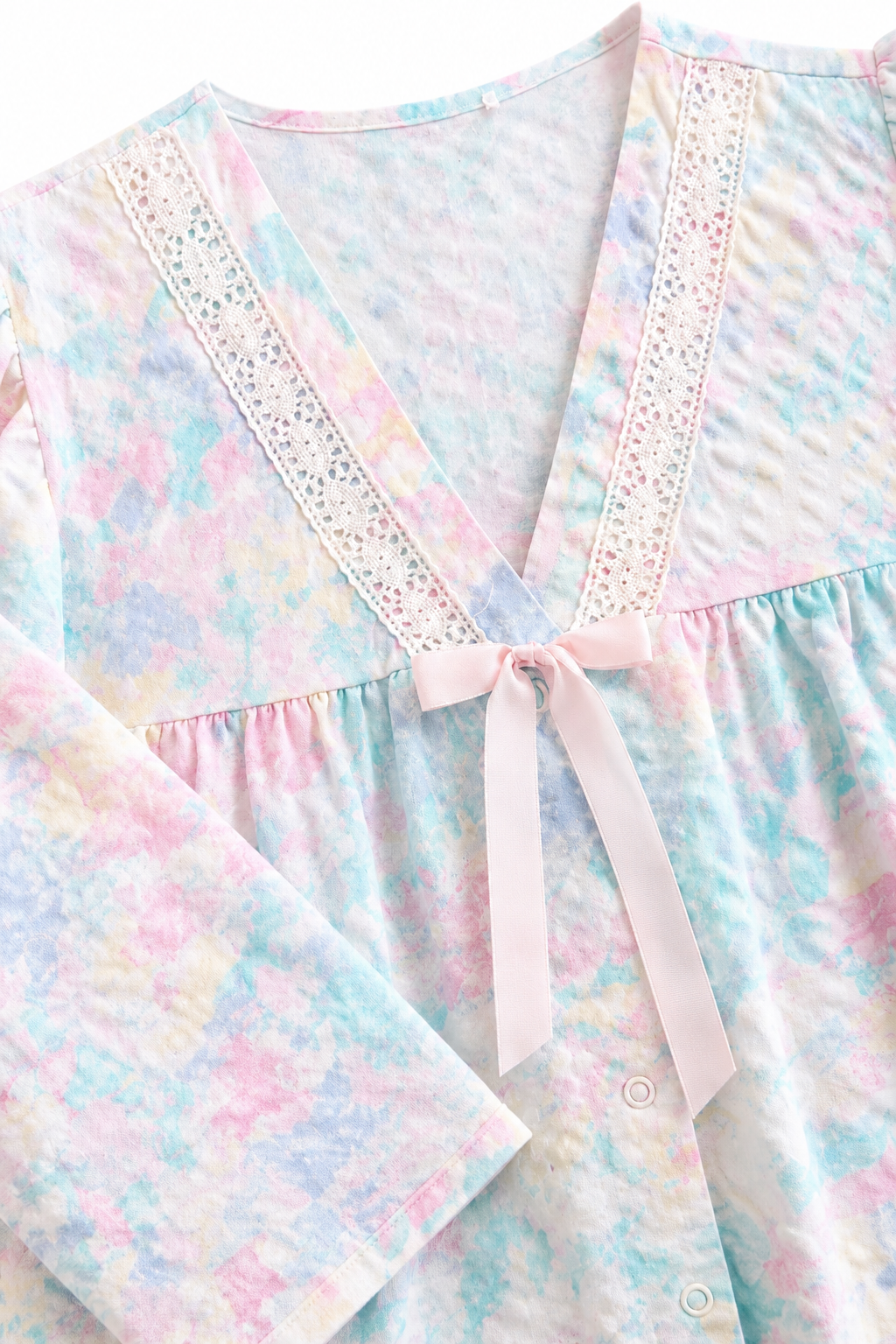 Vintage Floral Housecoat Duster Robe – Pastel Cottagecore Lounge Coat | Union Made USA | Size Large