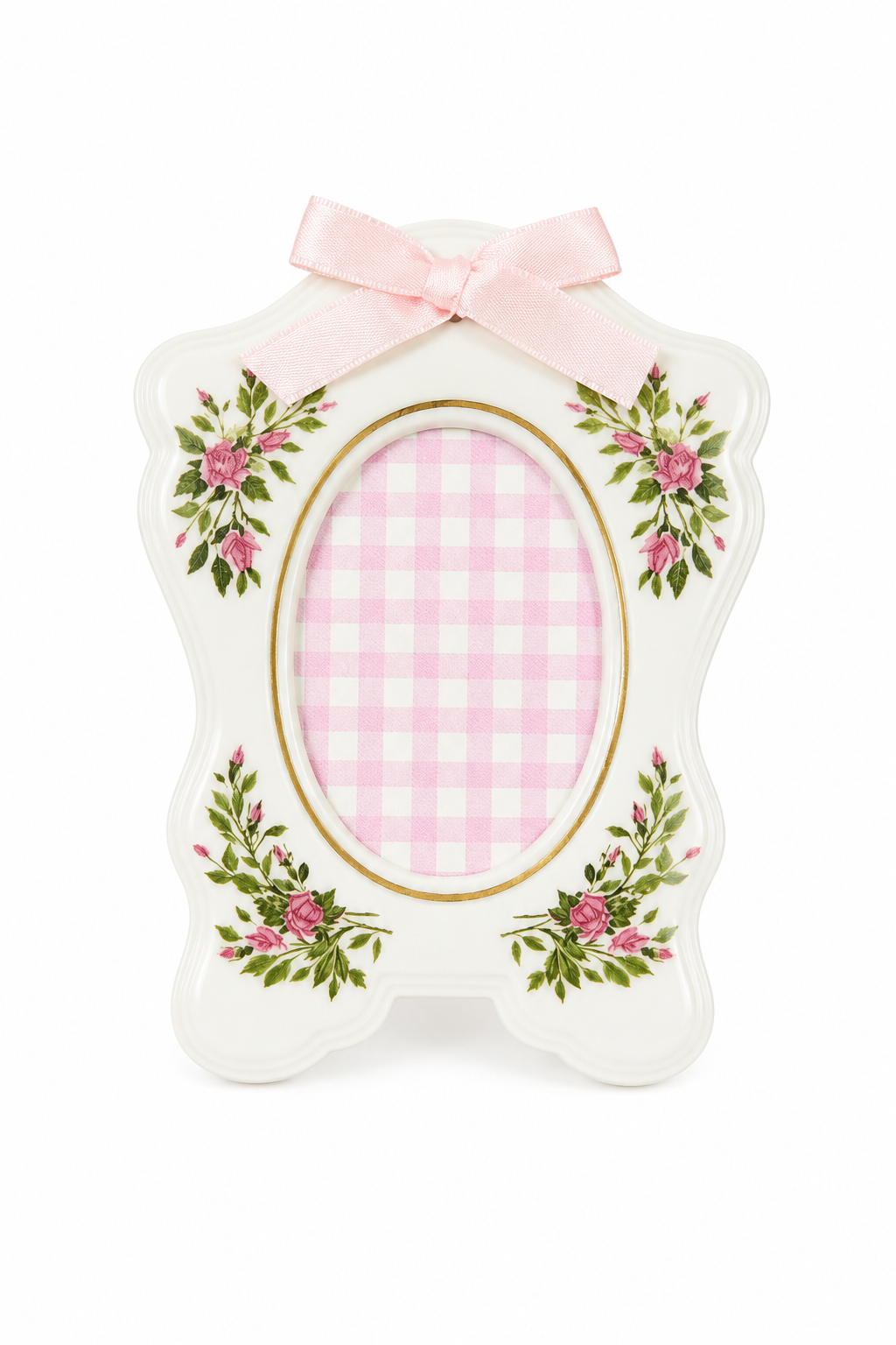 Vintage 1989 Avon Ceramic Picture Frame | Pink Floral Oval Photo Frame | Cottage & Romantic Décor