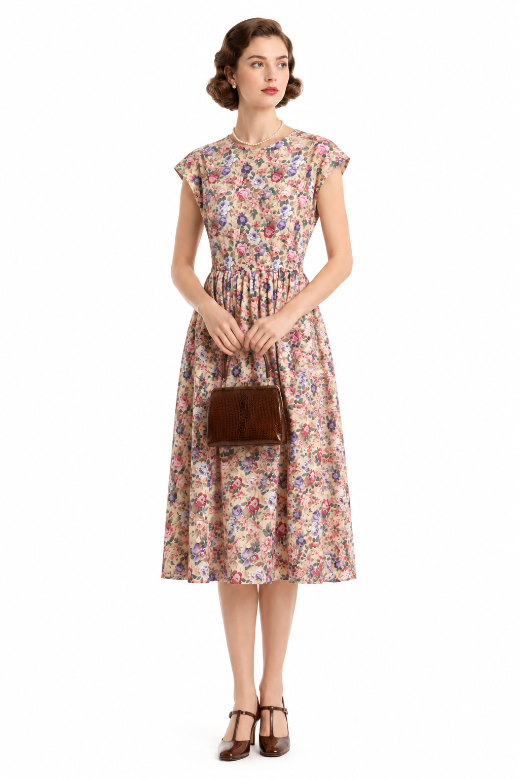 Vintage 1980s–90s Floral Midi Dress | Romantic Cottagecore Prairie Dress | Size 12 (Best Fits S–L)