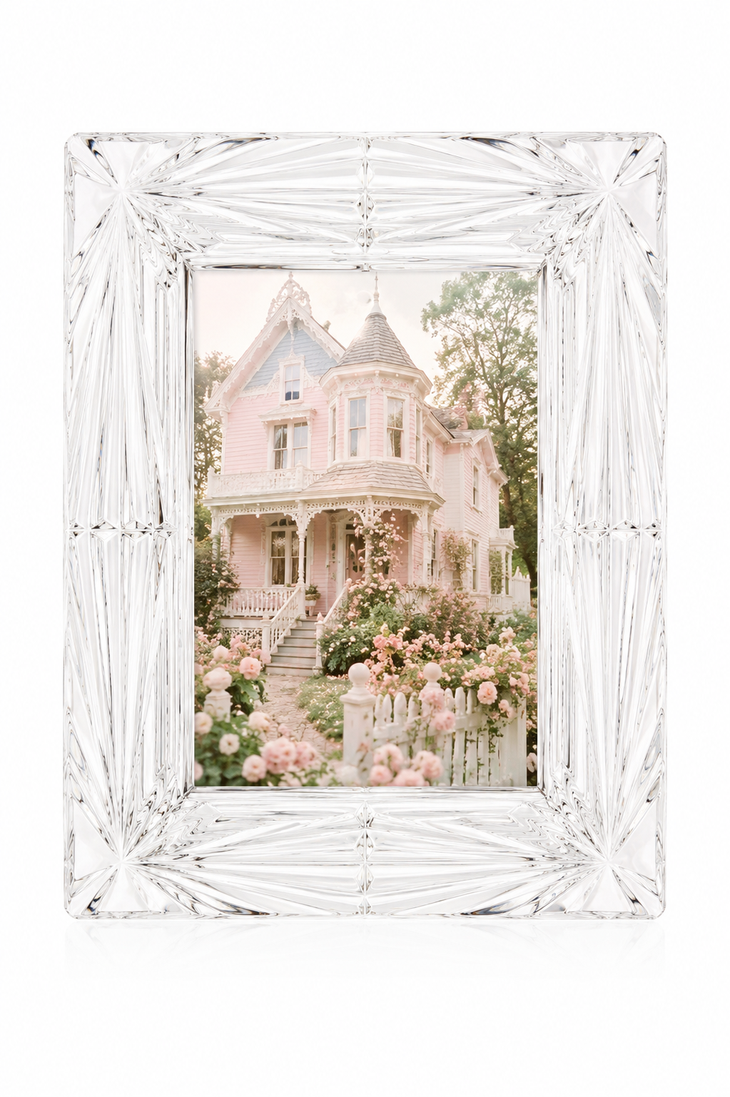 Vintage 1980s Mikasa Celebrity Crystal Picture Frame | Austrian Lead Crystal Photo Frame | Art Deco Starburst Cut Glass Frame | 8x10 Frame