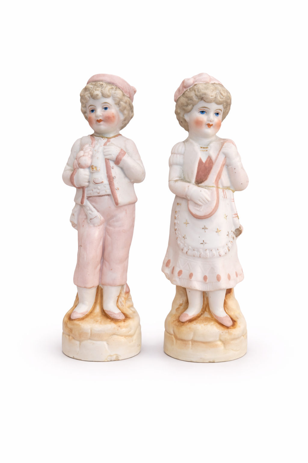 Vintage Pink Boy & Girl Figurine Set | Romantic Shabby Chic Porcelain Statues