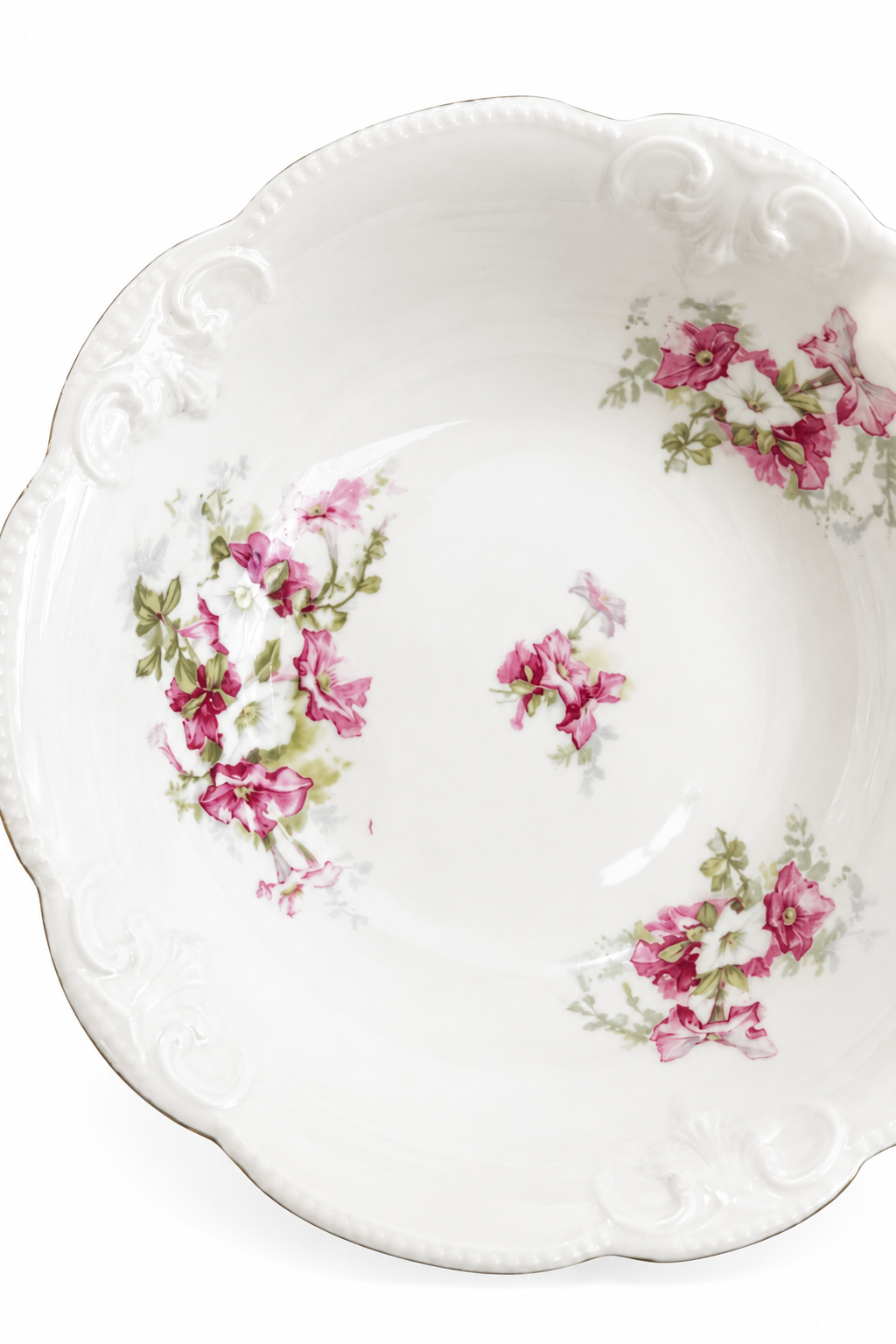 Antique Pink Floral Serving Bowl | Romantic Cottagecore Porcelain Bowl