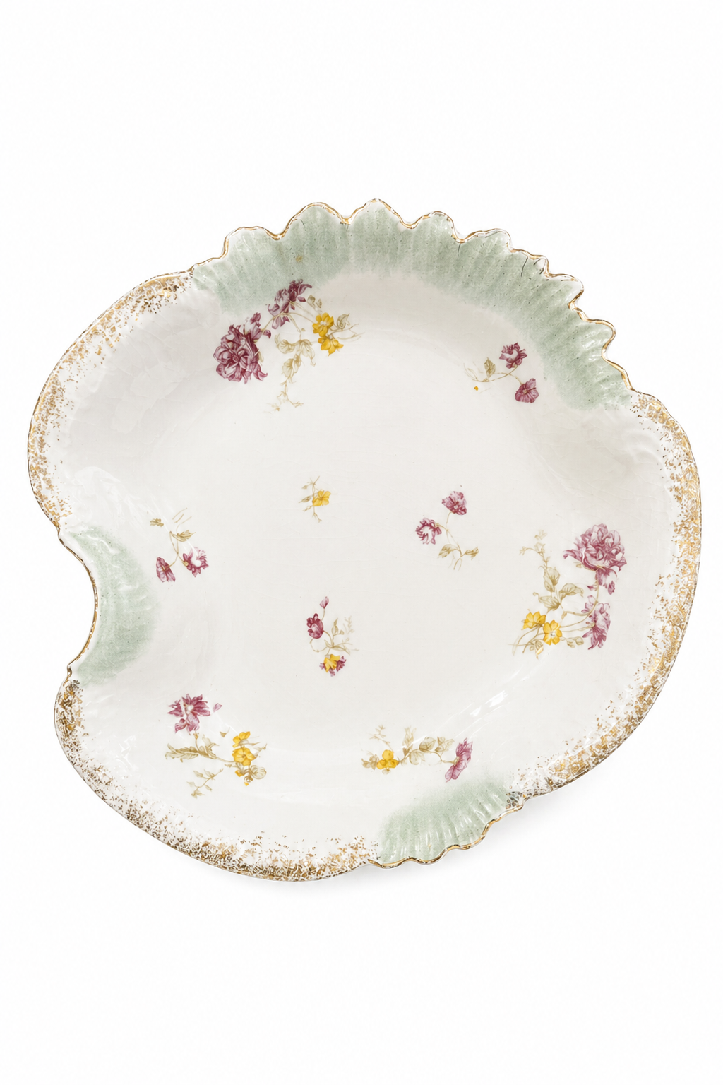 Antique Warwick China Floral Serving Bowl Plate | West Virginia Porcelain | Circa 1890s–1920s