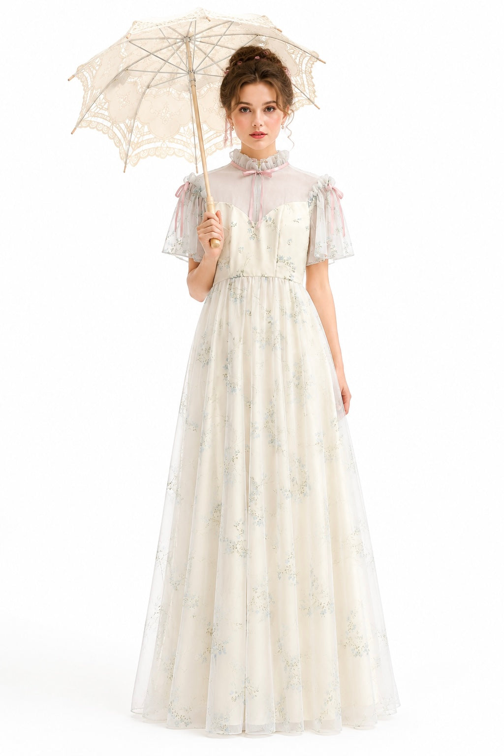 Vintage Dance Allure Floral Chiffon Maxi Dress | Cottagecore Fairycore Formal Gown | Estimated XS/S