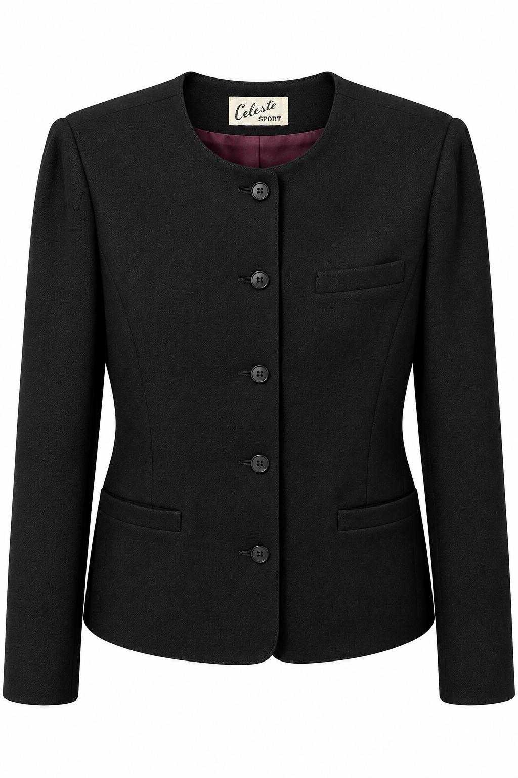 Vintage Celeste Sport Black 100% Wool Tailored Blazer Jacket – Acetate Lined – Size 8