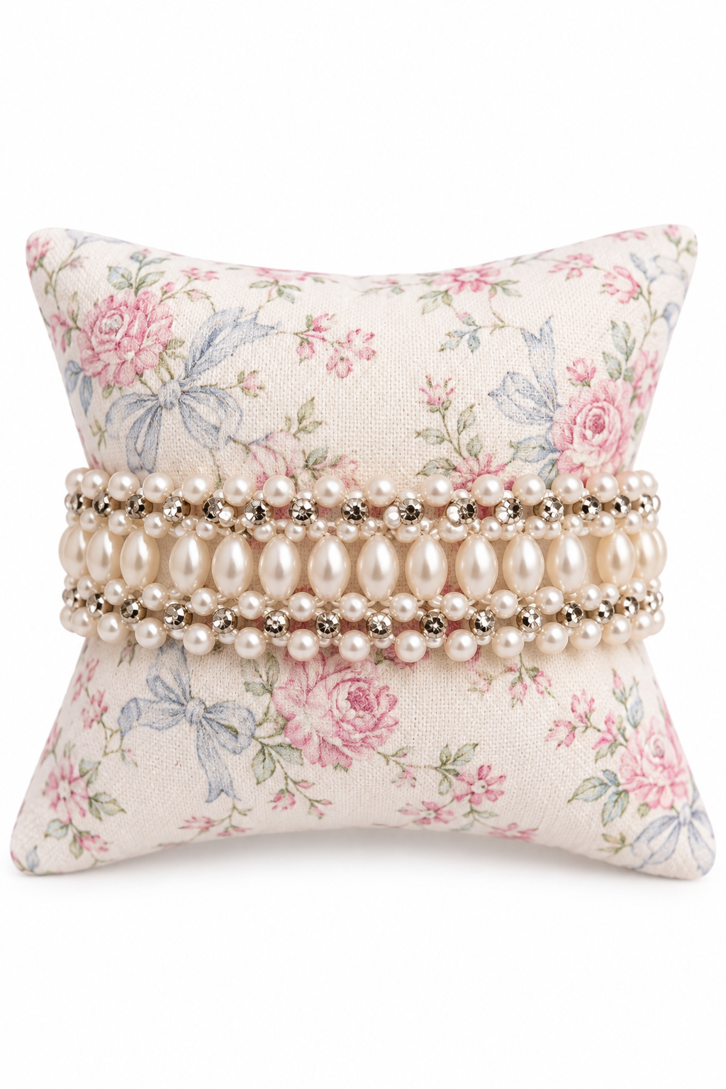 Vintage Ivory Faux Pearl & Silver-Tone Beaded Stretch Bracelet – Elegant Multi-Row Statement Jewelry