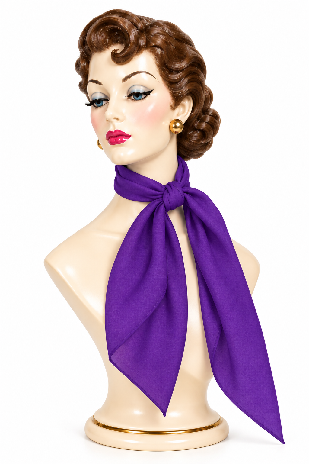 Vintage Purple Satin Neck Scarf | Classic Solid Color Square Scarf