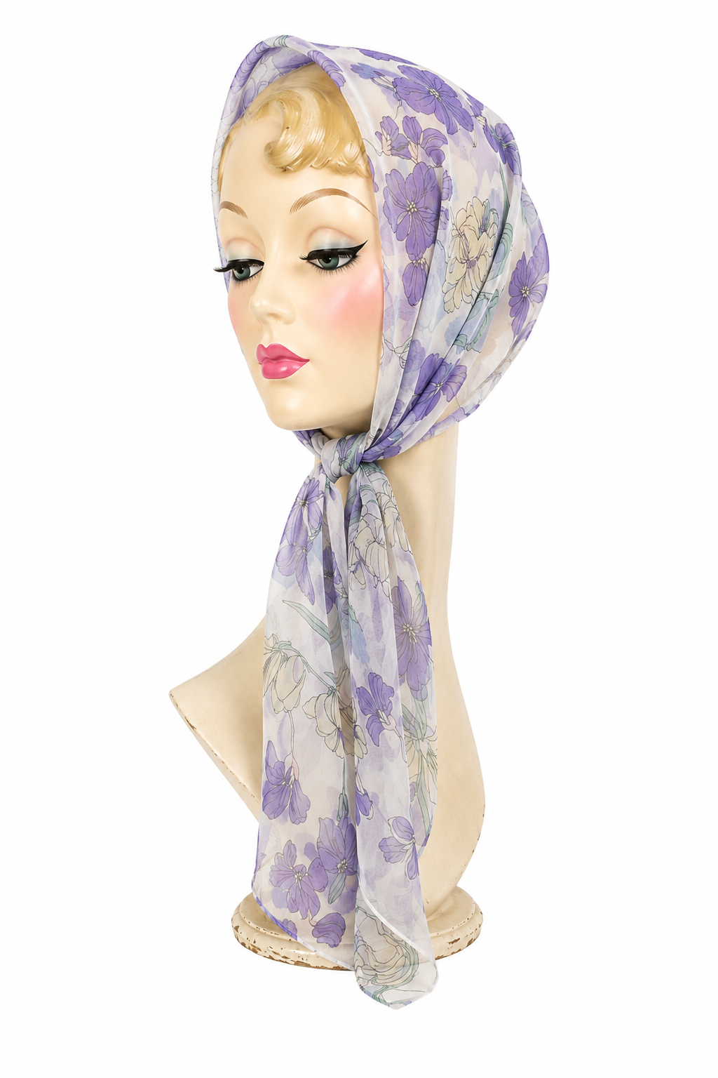 Dreaming Charlie Purple Floral Sheer Scarf | Long Chiffon Head Scarf Shawl Wrap
