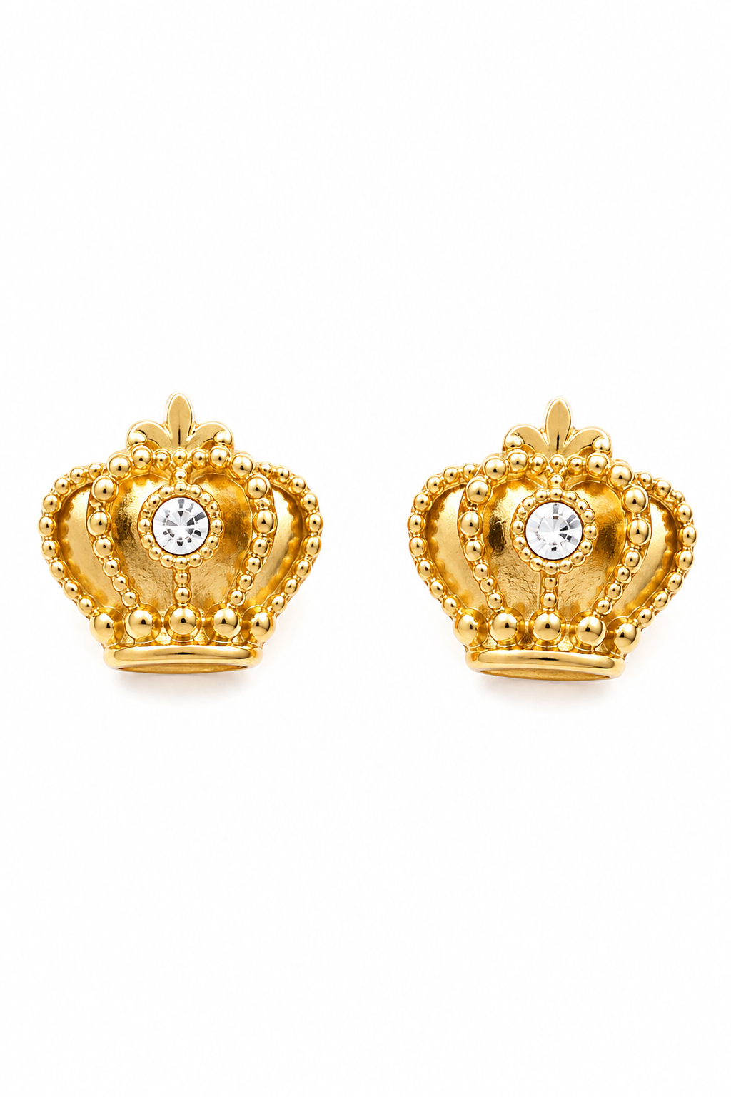 Vintage 1980s Avon “Regal Crown” Gold-Tone Rhinestone Stud Earrings