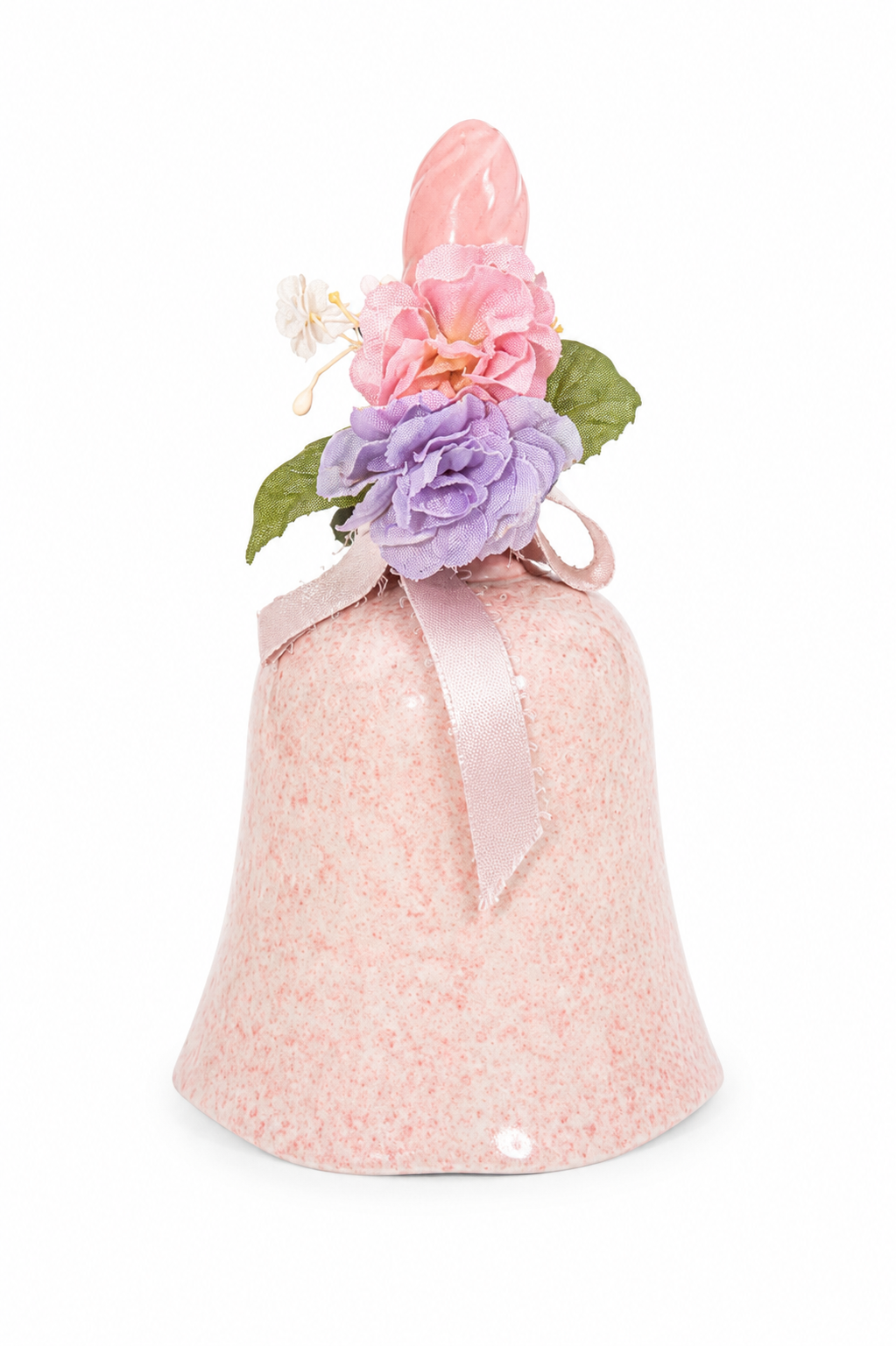 Vintage Avon Pink Ceramic Bell with Floral Bouquet | Cottagecore Collectible Decor