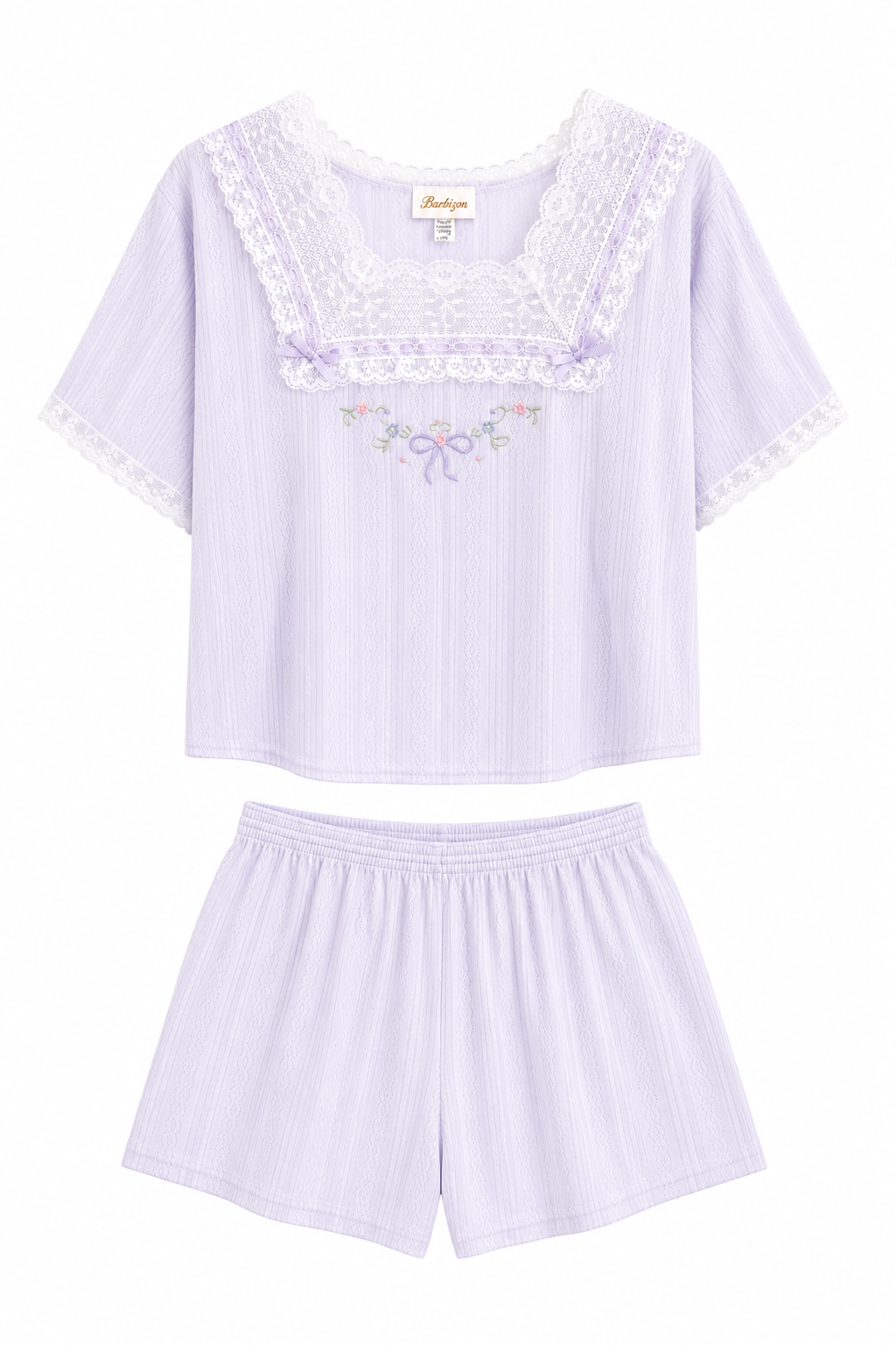Vintage Barbizon Lavender Lace Pajama Set | 80s Cottagecore Coquette PJ Set - Size Large