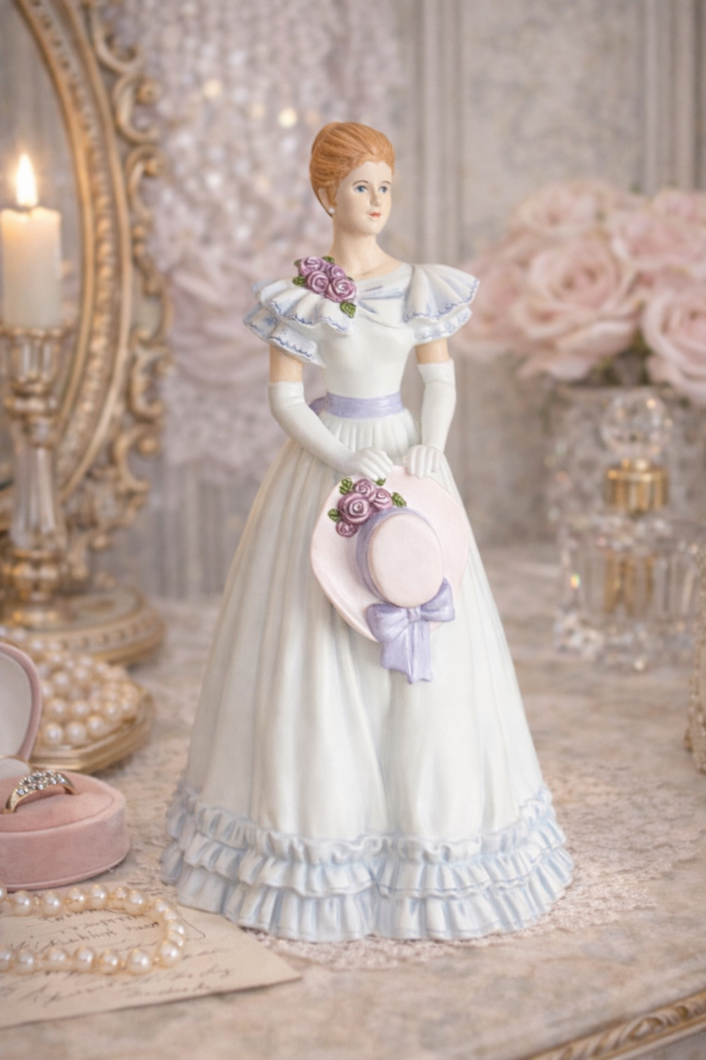 Elizabeth | Vintage Porcelain Lady Figurine with Floral Hat